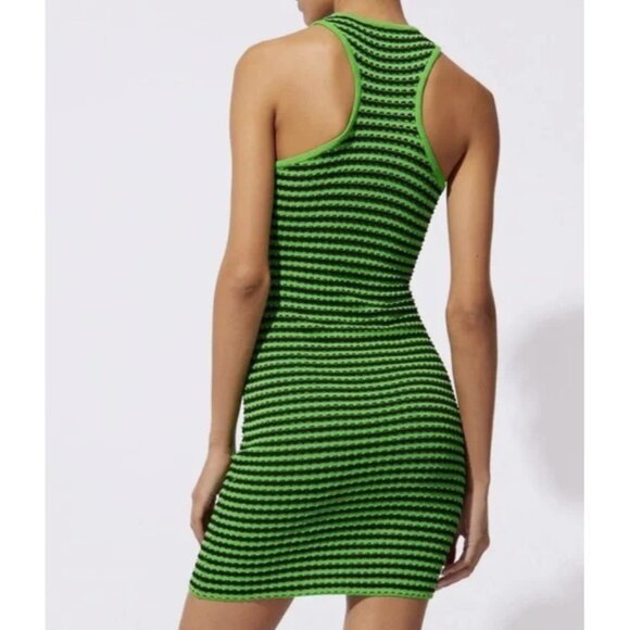 Solid & Striped The Sia Mini Dress Green / Black ( S ) - Picture 2 of 5